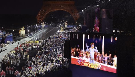 Paryžiaus olimpinių žaidynių atidarymo momentas