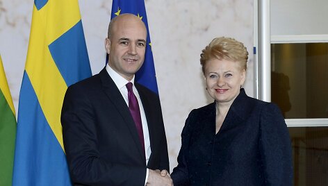 &Scaron;vedijos ministras pirmininkas Fredrikas Reinfeldtas ir Lietuvos prezidentė Dalia Grybauskaitė 