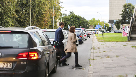 Grūstis Vilniaus A.Go&scaron;tauto ir Gynėjų gatvėse