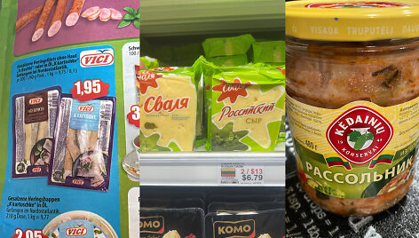 Lietuvi&scaron;ki produktai su etiketėmis rusų kalba