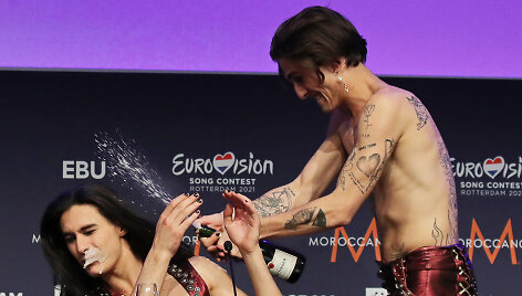 &bdquo;Eurovizijos&ldquo; nugalėtojų &bdquo;M&aring;neskin&ldquo; spaudos konferencija