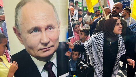 Palestinietė laiko Vladimiro Putino portretą