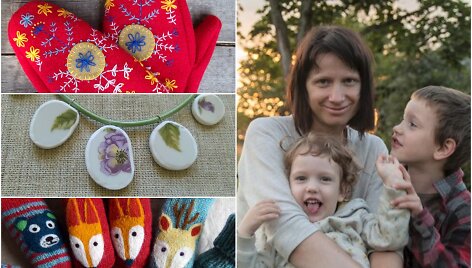 Eglė Gilė su vaikais ir jos rankdarbiai i&scaron; antrinių žaliavų