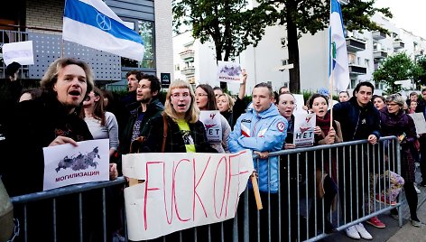 Protestas prie Rusijos ambasados Osle