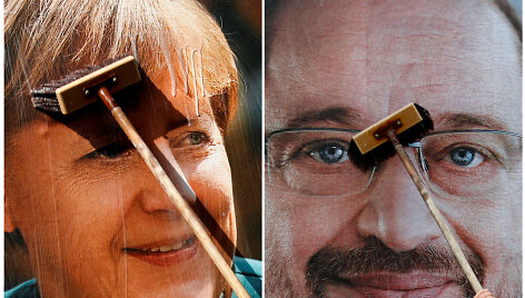 Vokietijos konservatorių lyderė ir kanclerė A.Merkel bei SPD pirmininkas M.Schulzas