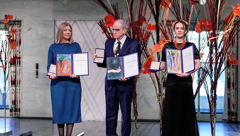 Baltarusijoje įkalinto A.Beliackio žmona Natalija Pinčiuk, „Memorial“ vadovas J.Račinskis, Ukrainos pilietinių laisvių centro vadovė O.Matvijčiuk 