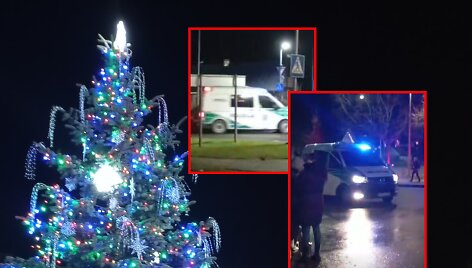 Policijos automobilis su Kalėdų Seneliu
