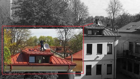 Kaimynas ant stogo užsirop&scaron;tė pro langą