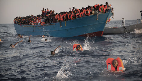 Migrantai prie Libijos krantų