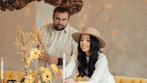 Renginių organizatorė Justina Matulevičienė ir floristas Pavelas Zalescevskij