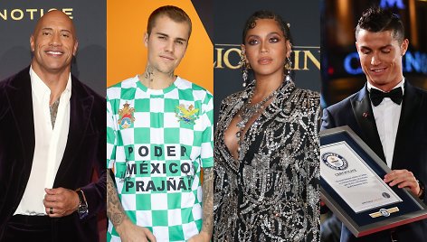 Dwayne'as Johnsonas-Uola, Justinas Bieberis, Beyonce, Cristiano Ronaldo