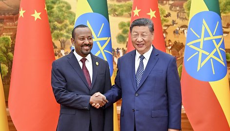 Kinijos prezidentas Xi Jinpingas ir Etiopijos premjeras Abiy Ahmedas