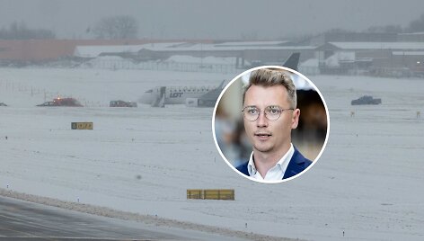 Tadas Vasiliauskas ir nuo tako nuslydęs lėktuvas