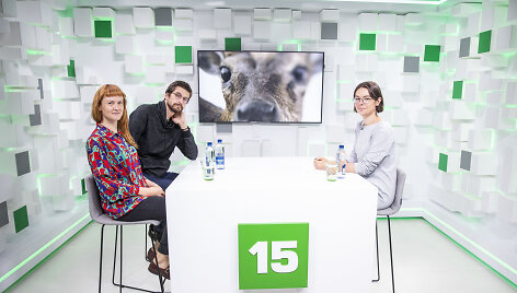 15min studijoje &ndash; filmo &bdquo;Animus Animalis&ldquo; režisierė Aistė Žegulytė ir montažo režisierius Mikas Žukauskas.