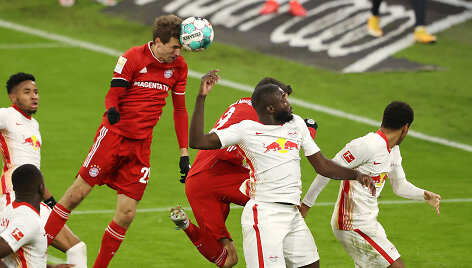 Thomaso Mullerio įvartis galva rungtynėse prie&scaron; &bdquo;RB Leipzig&ldquo;