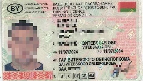 Temos iliustracija: vairuotojo pažymėjimo klastotė