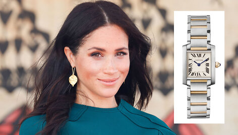 Sasekso hercogienė Meghan ir &bdquo;Cartier Tank Fran&ccedil;aise&ldquo; laikrodis