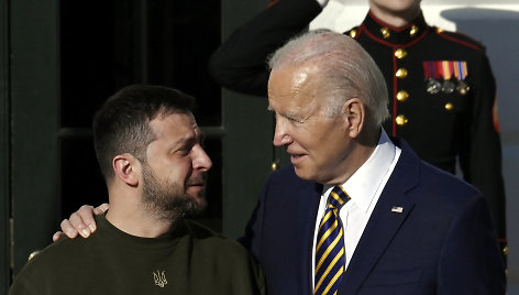 JAV prezidentas Joe Bidenas ir Ukrainos lyderis Volodymyras Zelenskis