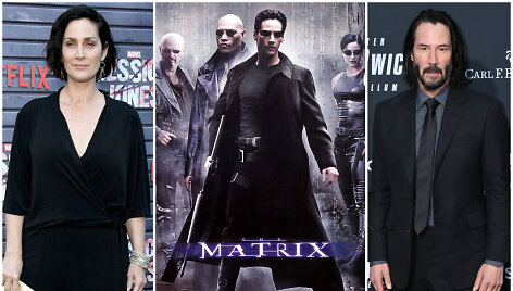 Kultinio filmo &bdquo;Matrica&ldquo; žvaigždės Keanu Reevesas ir Carrie-Anne Moss 