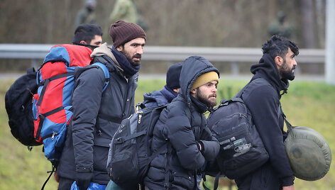 Migrantai Lenkijos pasienyje