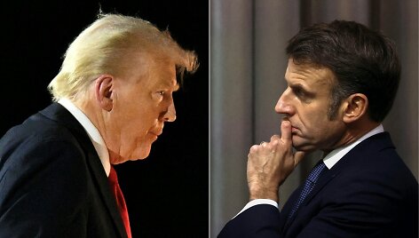 Donaldas Trumpas ir Emmanuelis Macronas / ROBERTO SCHMIDT YOAN VALAT / AFP