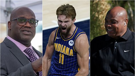 Shaqas (kairėje) ir Charlesas Barkley (dešinėje) įsitikinę, kad Domantas Sabonis bus „Visų žvaigždžių“ rungtynėse