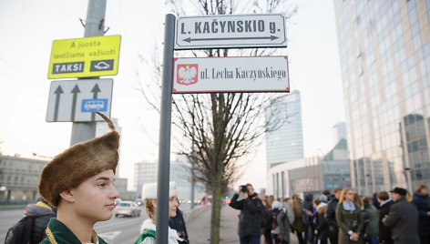 Vilniuje atidengtos Lecho Kačynskio vardu pavadintos gatvės lentelės