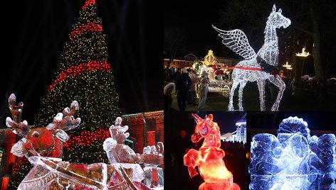 Kalėdų eglė sutvisko ir Raudondvaryje: šalia jos – įspūdingos ledo skulptūros