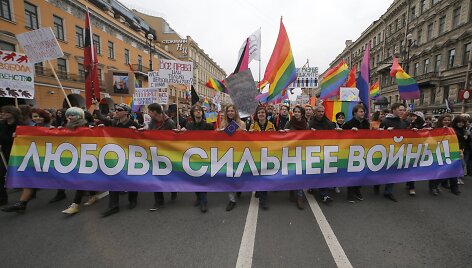 Homoseksualų teisių gynėjų protestas Sankt Peterburge