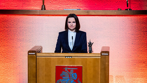 Sviatlanai Cichanouskajai įteikta 2020 metų Laisvės premija