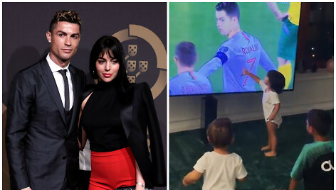 Georgina Rodriguez su vaikais stebi Cristiano varžybas 