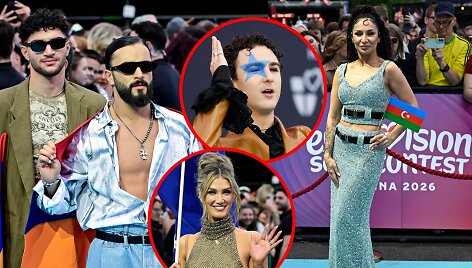 &bdquo;Eurovizijos&ldquo; turkio spalvos kilimo ceremonija Vienoje