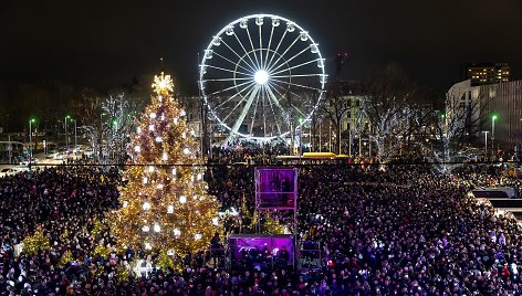 Šiaulių Kalėdų eglės įžiebimo akimirka