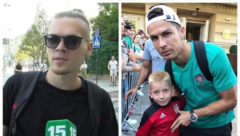 Tadas Juodsnukis ir Vaidos Grik&scaron;aitės sūnus su Cristiano Ronaldo Vilniuje 