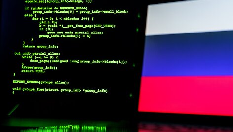 Rusijos vėliava &scaron;alia kompiuterinio kodo / La Nacion / ZUMAPRESS.com