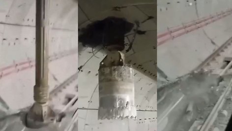 Stambule gręžimo mašina išmušė skylę metro tunelyje