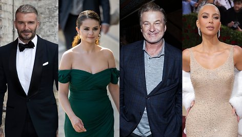 Davidas Beckhamas, Selena Gomez, Alecas Baldwinas, Kim Kardashian