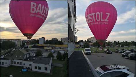 Kaune oro balionas nusileido prekybos centro aikštelėje