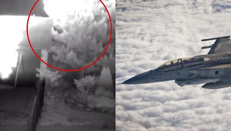 Sprogęs dronas ir Lenkijos naikintuvas
