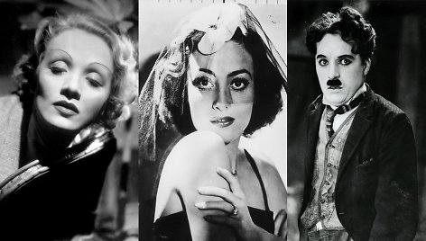 Marlene Dietrich, Joan Crawford, Charlie Chaplinas