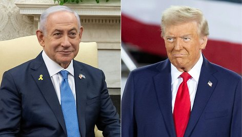 Benjaminas Netanyahu ir Donaldas Trumpas / JIM WATSON RYAN M. KELLY / AFP