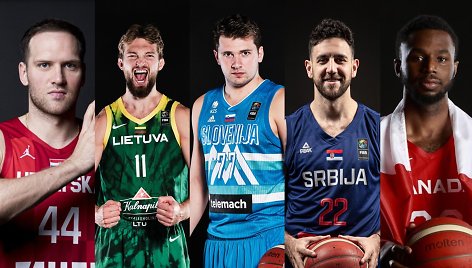 Iš kairės: Bojanas Bogdanovičius, Domantas Sabonis, Luka Dončičius, Vasilije Micičius, Andrew Wigginsas