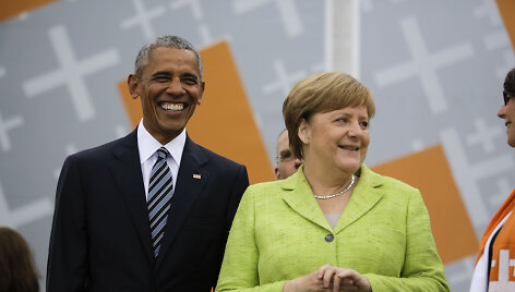 Angela Merkel ir Barackas Obama Berlyne