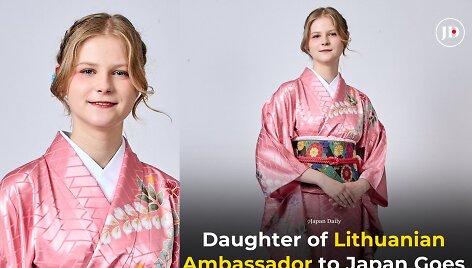 Lietuvos ambasadoriaus Aurelijaus Zyko dukros nuotrauka su kimono sužavėjo Japoniją