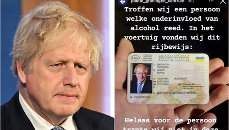 Borisas Johnsonas, netikras vairuotojo pažymėjimas