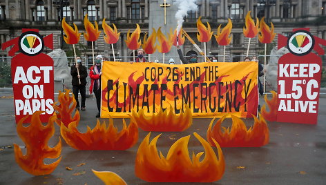 Protestas Glazge prieš artėjantį COP26 susitikimą