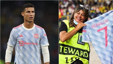 Cristiano Ronaldo smūgį sugėrusi apsauginė sulaukė jo dovanos