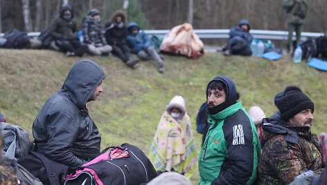 Migrantai Lenkijos pasienyje