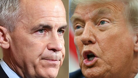 Markas Carney ir Donaldas Trumpas / DAVE CHAN ANDREW CABALLERO-REYNOLDS / AFP