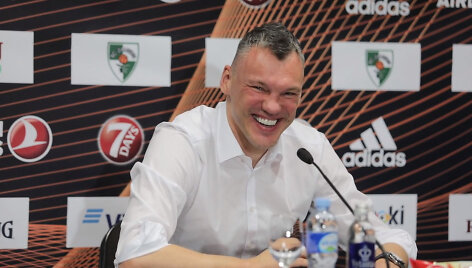 &Scaron;arūnas Jasikevičius pok&scaron;tavo spaudos konferencijoje